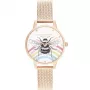 OLIVIA BURTON Women's Wishing Star Watch OB16WL90 30mm Rose Gold Stainless Steel White Mother of Pearl Dial Grey Leather Strap