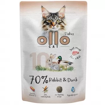 Ollo Wet Cat Food Pouch No. 10 Rabbit & Duck 85 g – Adult Cat Chunks in Gravy