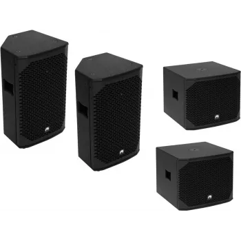 OMNITRONIC PA Set AZX Passive M - 2x 10 inch Passive PA Speakers, 150W RMS/300W Peak Each, 8 Ohm, Plywood, Black 20000528
