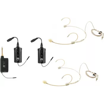 OMNITRONIC Set FAS TWO Dual-Channel UHF Wireless Microphone System with 2 Bodypack Transmitters and Headset Mics (660-690 MHz) 20000971