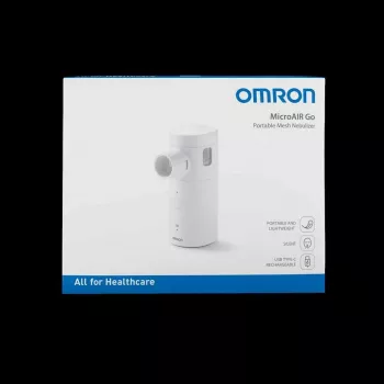 OMRON MicroAIR GO U300 Nebuliser - Portable Vibrating Mesh Nebulizer for Adults & Children, Handheld, Quiet <20 dB, Includes Masks and Batteries
