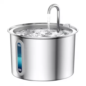 Oneisall Stainless Steel Fountain / Drinker for Dog and Cat, 3.2L, Triple Filtration, Ultra-Quiet Pump