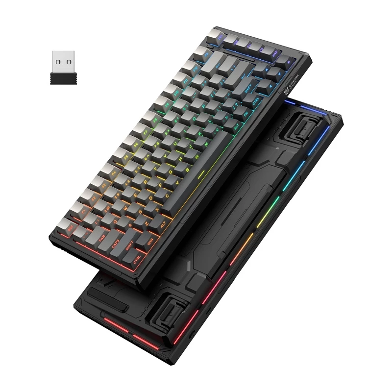 ONIKUMA G83 Gaming Keyboard (Black) - Mechanical RGB Backlit Wired USB Full-Size Keyboard with Blue Switches