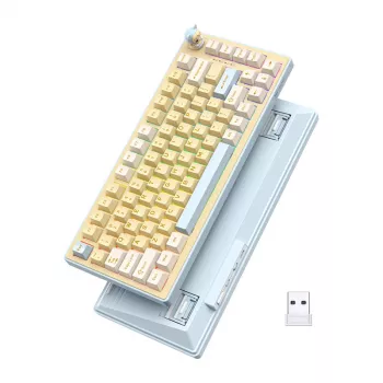 ONIKUMA MT707 Gaming Keyboard (Yellow) - Mechanical, Outemu Blue Switches, RGB Backlit, Full-Size, Wired USB