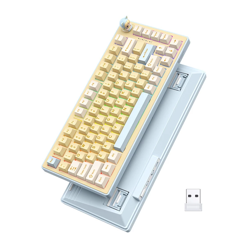 ONIKUMA MT707 Gaming Keyboard (Yellow) - Mechanical, Outemu Blue Switches, RGB Backlit, Full-Size, Wired USB