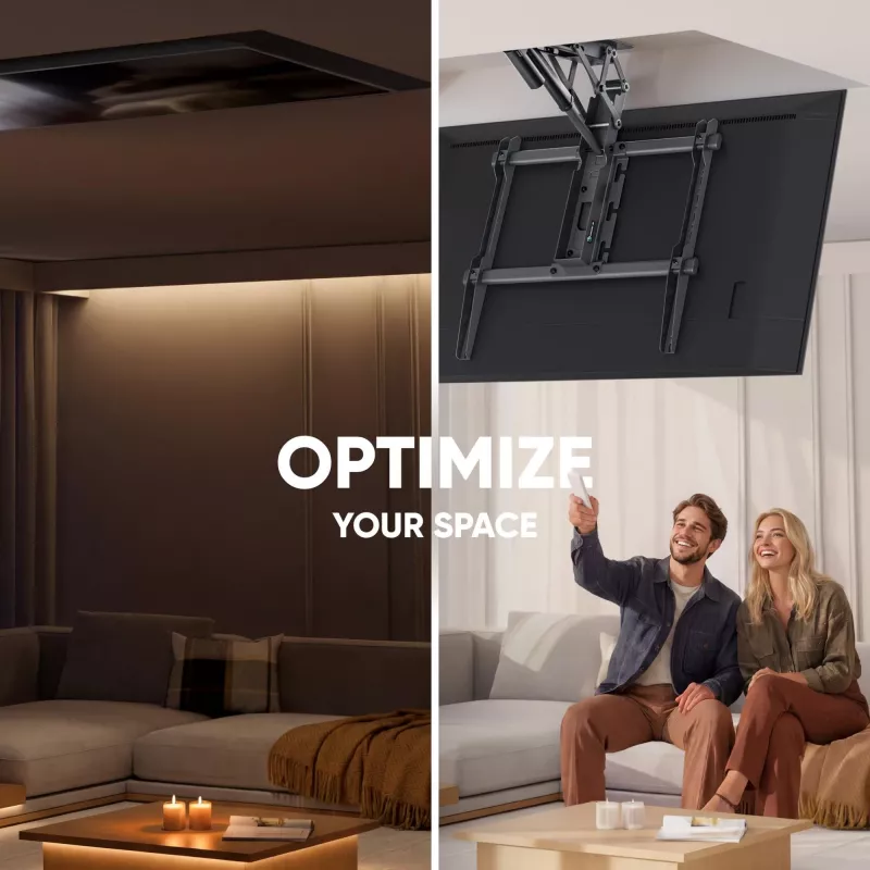 ONKRON N3LE-B Heavy-Duty Ceiling Mount for 50-75 Inch Screens, 68 kg, 360° Swivel, VESA up to 800x400, Black