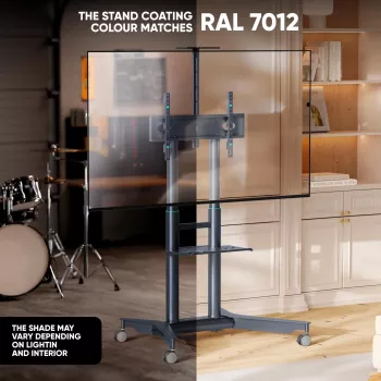 ONKRON TS1571-G Mobile TV Stand for 32-75 inch TVs, 50 kg Load Capacity, Graphite, Height Adjustable