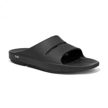 Oofos OOahh Recovery Slide Sandals - Black/Black - Size 43