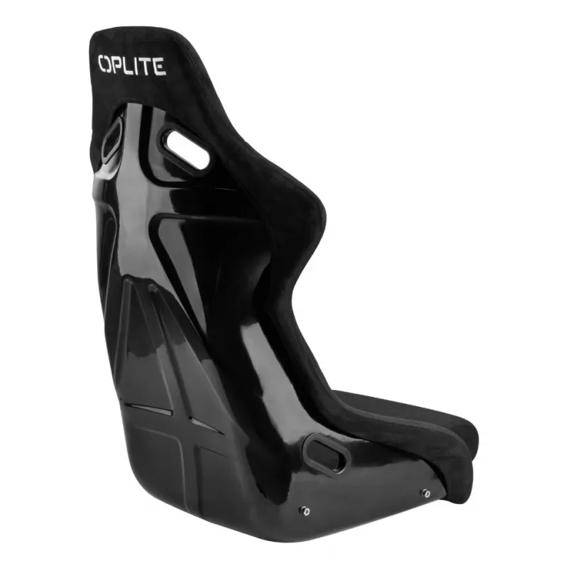 OPLITE GT Style Sim Racing Bucket Seat with Carbon Steel Frame - Black with Red Stitching