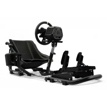 Oplite 104317 NitroKart V2 Racing Cockpit – Black Steel Sim Racing Rig with Reclinable Bucket Seat