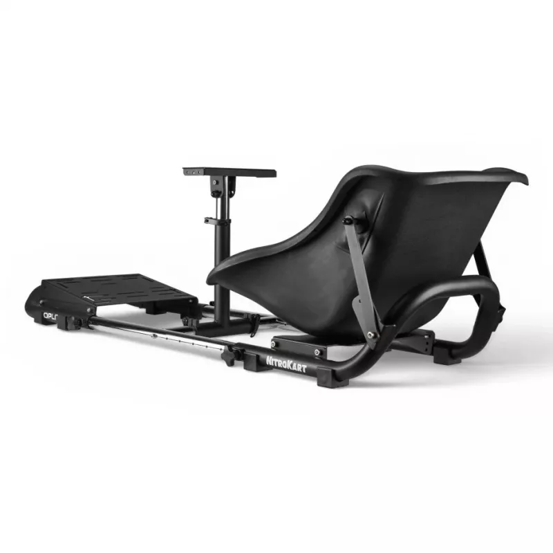 Oplite 104317 NitroKart V2 Racing Cockpit – Black Steel Sim Racing Rig with Reclinable Bucket Seat