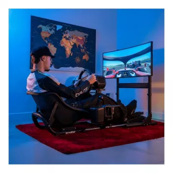 Oplite Nitrokart Monitor Stand V2 Black - Single Monitor Floor Stand for Flight & Racing Simulators, 49 inch Max, VESA 75x75 to 200x200, Height Adjustable 700-1000mm, Tilt/Swivel/Rotation, Steel