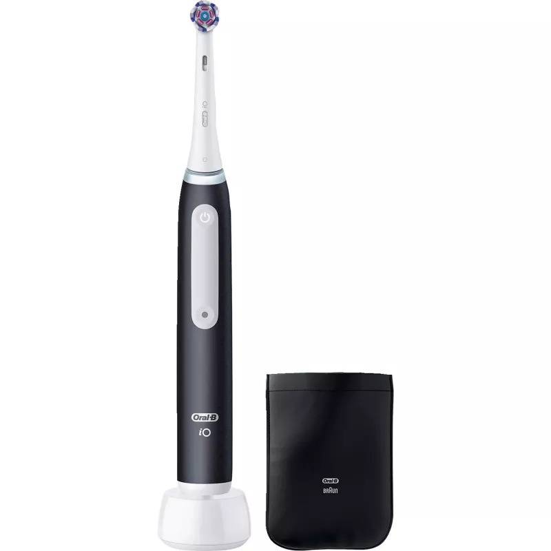 Oral-B iO White Clean Electric Toothbrush, Black/White with Travel Case