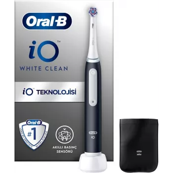 Oral-B iO White Clean Electric Toothbrush, Black/White with Travel Case