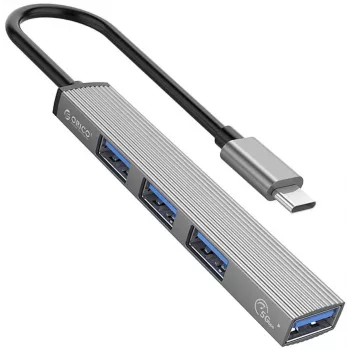 ORICO AH-13-GY-EP-HW USB-C Hub with 5Gbps USB-A 3.0 and 3x USB-A 2.0, Aluminum, Silver