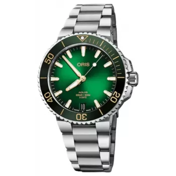 ORIS Aquis Date Calibre 400 Men's Automatic Watch 41.50 mm Green Dial Stainless Steel Bracelet 41270782209PE