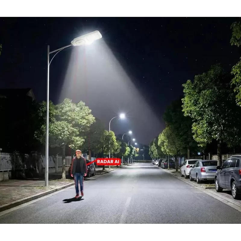 ORLLO 400W Solar LED Street Lamp with 28W Panel, Motion Sensor & Remote, 2713LM, 6500K