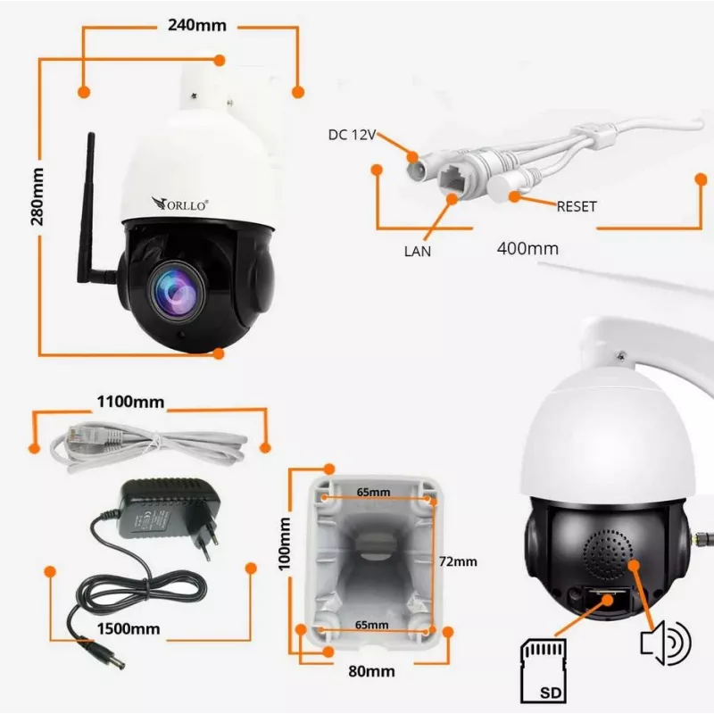 ORLLO Z10 Outdoor PTZ IP WiFi Camera 4MP 18x Zoom