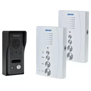 ORNO OR-DOM-RE-920/W Hands-Free Audio Intercom System with 2 Indoor Units, White