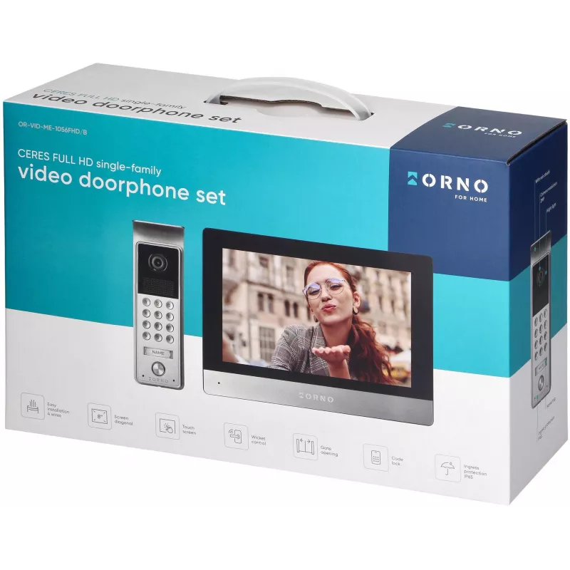 ORNO OR-VID-ME-1056FHD/B 7-Inch Wi-Fi Video Door Phone with Full HD 1080p Outdoor Panel, Black