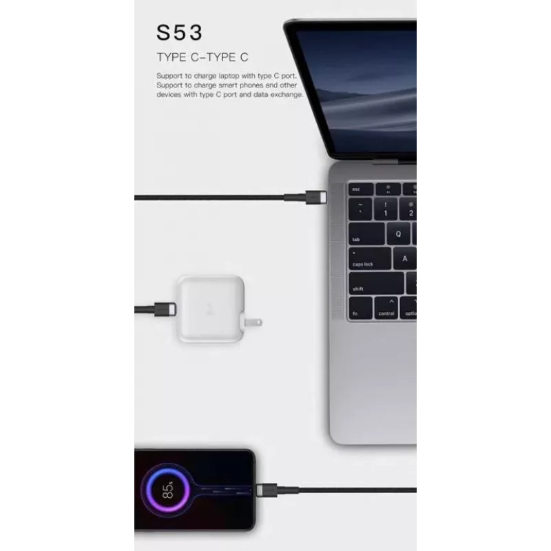 ORSEN S53 USB-C to USB-C Cable 3A 1m Black