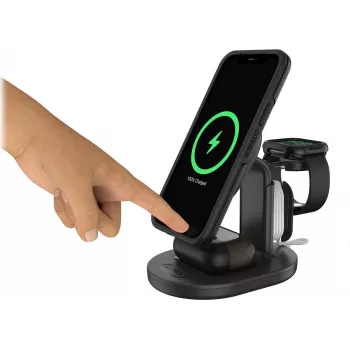 OtterBox 3-in-1 MagSafe Wireless Charging Station - Radiant Night (Black) - 7.5W iPhone, AirPods, Apple Watch