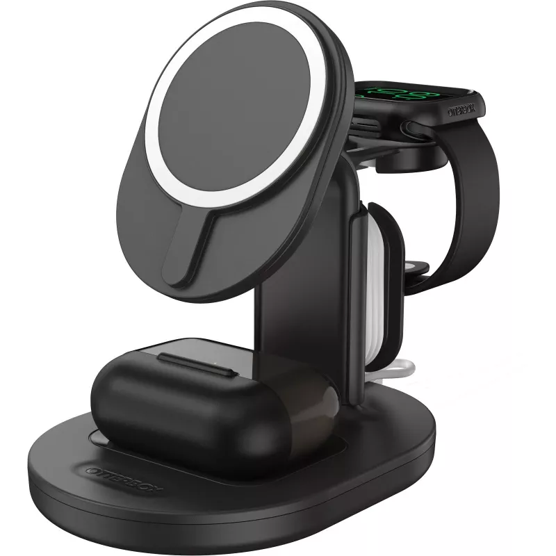 OtterBox 3-in-1 MagSafe Wireless Charging Station - Radiant Night (Black) - 7.5W iPhone, AirPods, Apple Watch