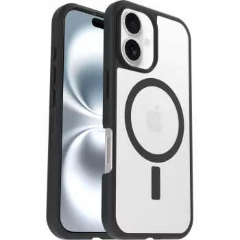 OtterBox React Series MagSafe Case for iPhone 16 - Black Crystal (Transparent/Black)