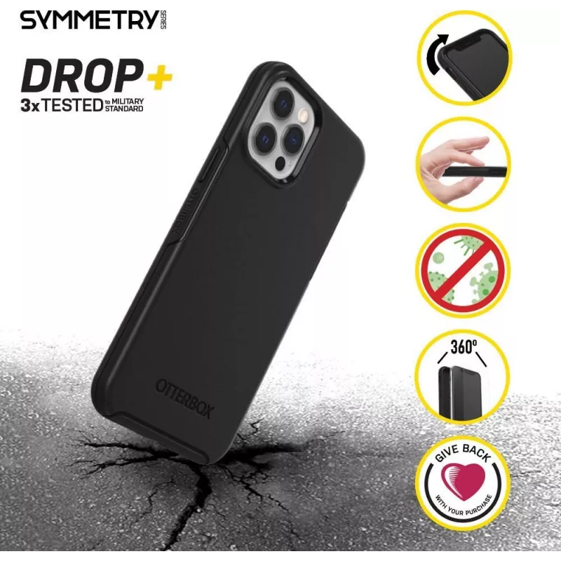 OtterBox Symmetry Series Back Cover for Apple iPhone 12 / iPhone 12 Pro - Black