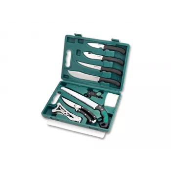 Outdoor Edge Game Pro Kit 10-Piece Field Dressing Set with Knives, Saw, Shears, Sharpener, Gloves, Cutting Board, and Hard Case