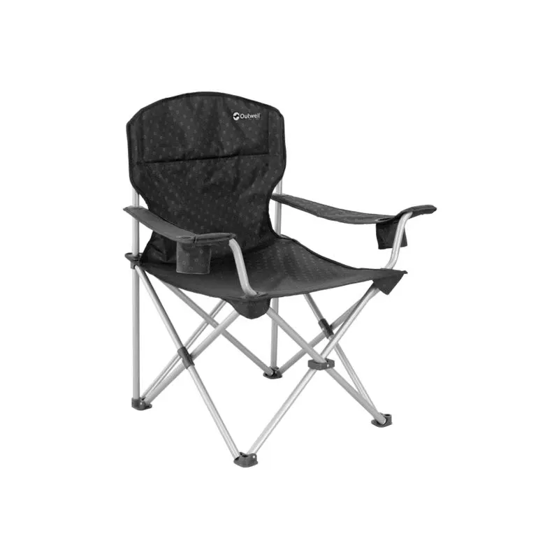 Outwell Catamarca XL Folding Camping Arm Chair, 150 kg Capacity, Powder-Coated Steel Frame, Black/Grey