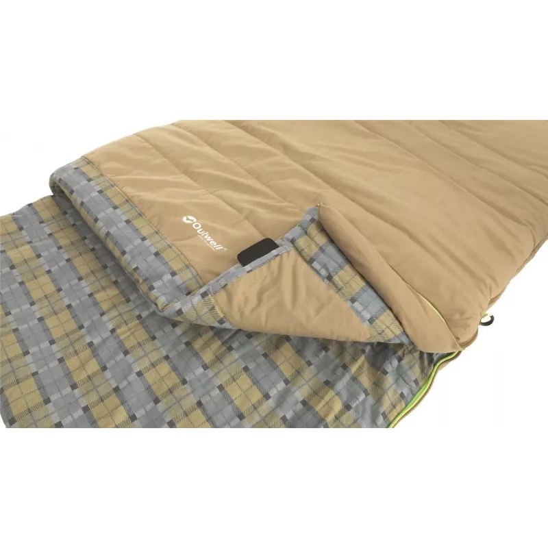 Outwell Commodore Sleeping Bag 225 x 85 cm 9/5/-8 °C with Loose Pillow 2-Way Auto-Lock L-Shape Zipper