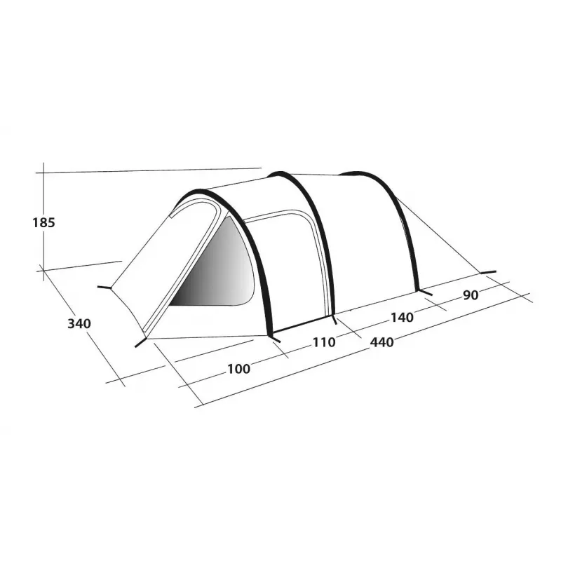 Outwell Earth 5 5-Person Tunnel Tent – 2 Rooms, 3000mm Hydrostatic Head, Green