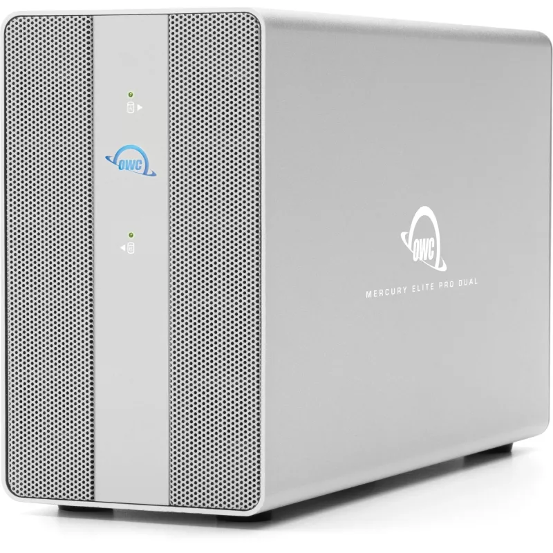 OWC Mercury Elite Pro Dual 2-Bay RAID Enclosure with 3-Port USB Hub, USB 3.2 Gen 2 Type-C (Silver)