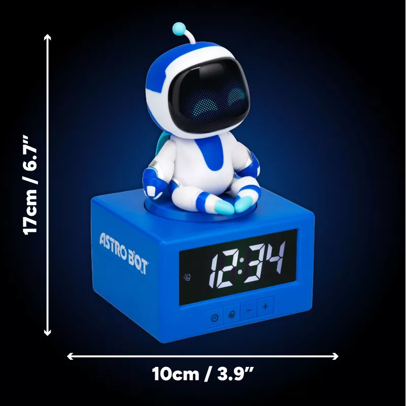 Paladone AstroBot Icon Alarm Clock - Grey/White Digital LCD Robot Alarm with Snooze Function