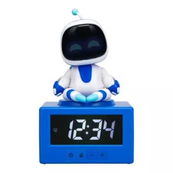 Paladone AstroBot Icon Alarm Clock - Grey/White Digital LCD Robot Alarm with Snooze Function