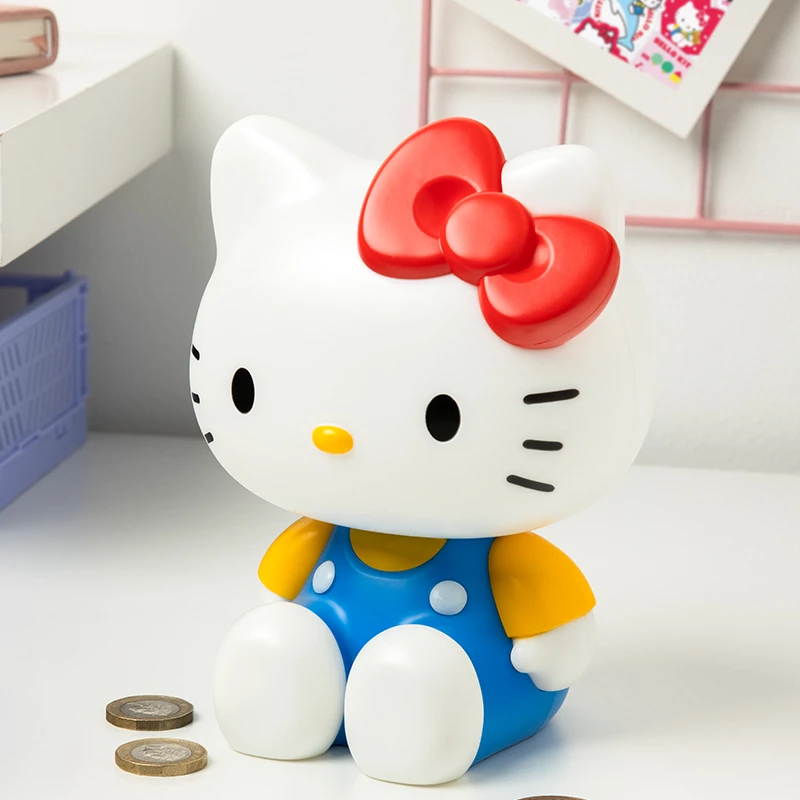 Paladone Hello Kitty Shaped Money Box - Ceramic Coin Bank, Official Sanrio Merchandise, White/Pink/Black, 13.5 x 13.5 x 16.5 cm