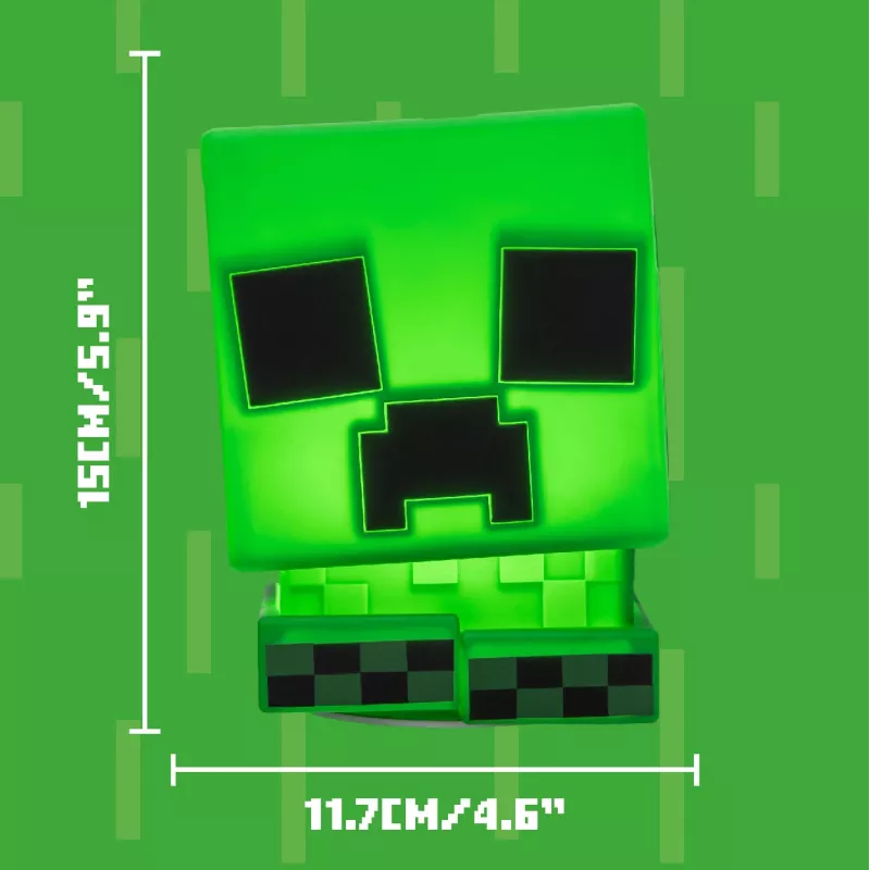 Paladone Minecraft Creeper SquishyGlo Silicone Light Rechargeable – Dimmable Green LED Night Light with 3 Brightness Levels and Micro USB Charging