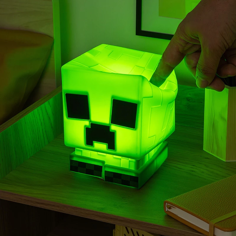 Paladone Minecraft Creeper SquishyGlo Silicone Light Rechargeable – Dimmable Green LED Night Light with 3 Brightness Levels and Micro USB Charging