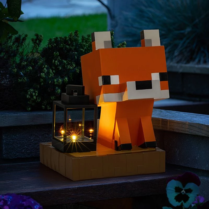 Paladone Minecraft Fox Solar Light - LED Outdoor Decorative Figurine with Dusk-to-Dawn Sensor, Warm White Glow, Splashproof Design