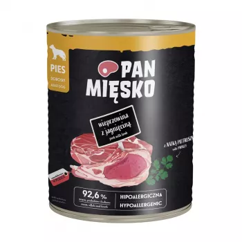 PAN MIĘSKO Pork with Lamb Wet Dog Food 800g – Complete Pâté for All Breeds