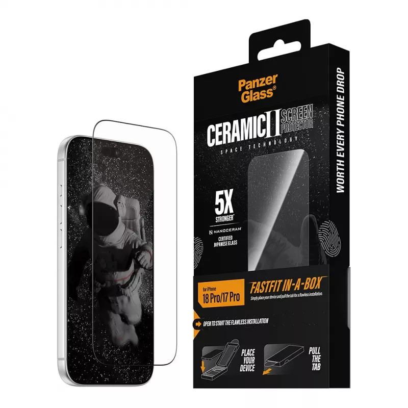 PanzerGlass Ceramic Screen Protector for iPhone 17 Pro with FastFit In-A-Box