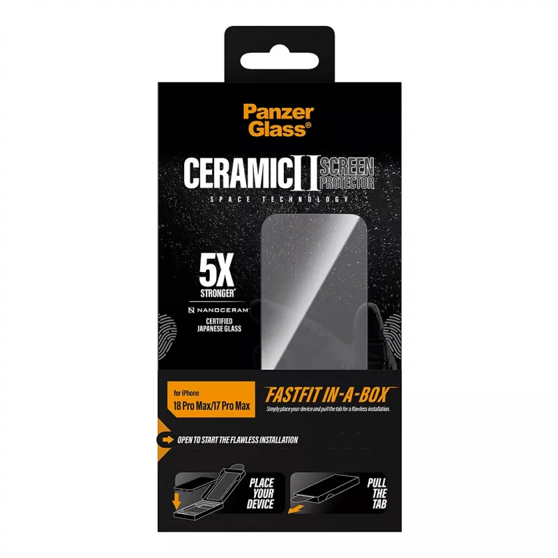 PanzerGlass Ceramic Screen Protector iPhone 17 Pro Max with FASTFIT IN-A-BOX