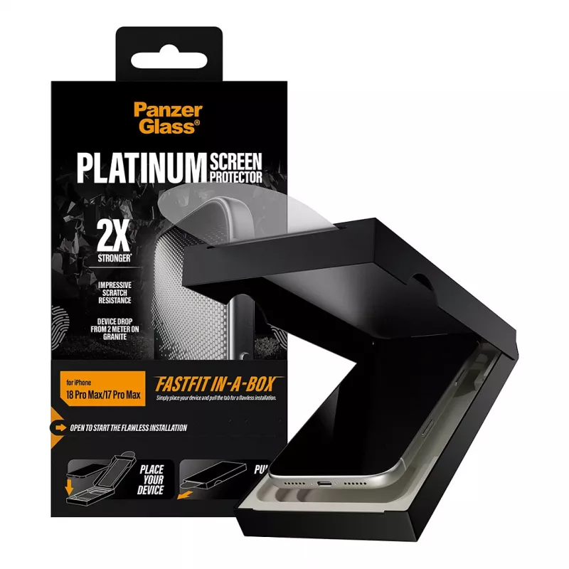 PanzerGlass Platinum Screen Protector for iPhone 17 Pro Max with FASTFIT IN-A-BOX
