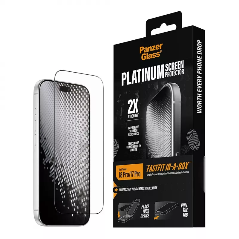 PanzerGlass Platinum Screen Protector for iPhone 17 Pro with FastFit Installation Frame