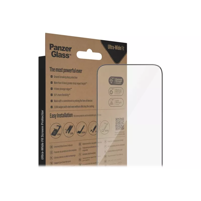 PanzerGlass Ultra-Wide Fit Screen Protector for Apple iPhone 14 Pro Max (6.7 inch) – Tempered Glass, Antibacterial, 9H, Easy Aligner Included