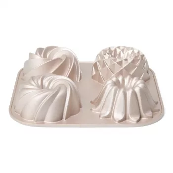 Patisse PAT-04520 Non-Stick Carbon Steel Mini Bundt Pan Set, 6 Pieces, 7 cm, Black