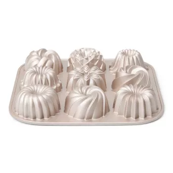 Patisse PAT-04521 Non-Stick Carbon Steel Mini Bundt Pan Set, 6 Pieces, Black