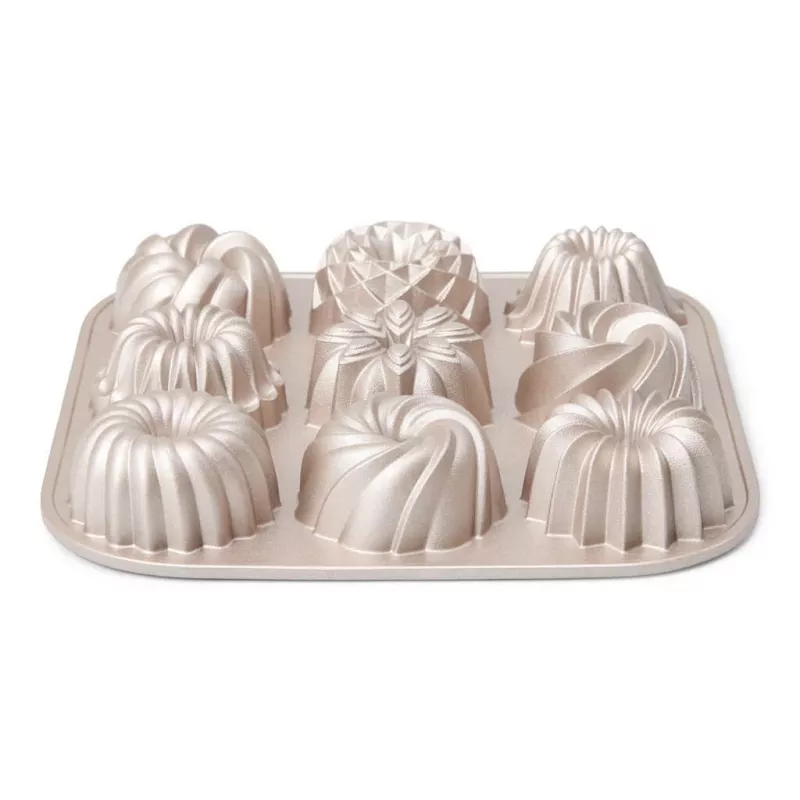 Patisse PAT-04521 Non-Stick Carbon Steel Mini Bundt Pan Set, 6 Pieces, Black