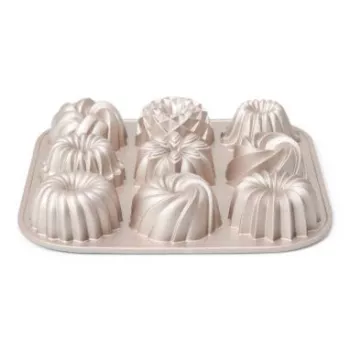 Patisse PAT-04521 Non-Stick Carbon Steel Mini Bundt Pan Set, 6 Pieces, Black
